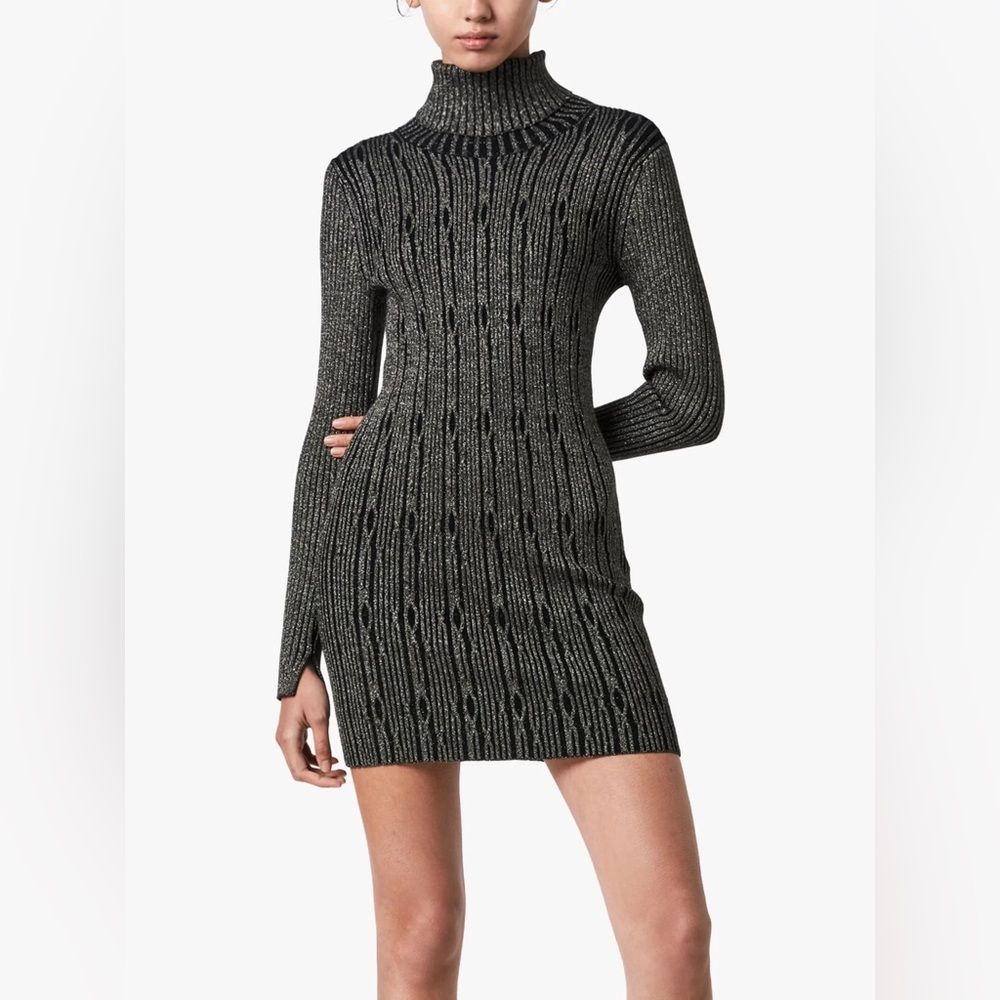 ALLSAINTS metallic black sweater dress (small)